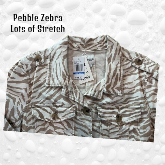 Kenzie Pebble Zebra Stretch Jacket S: XL NWT - Picture 4 of 12